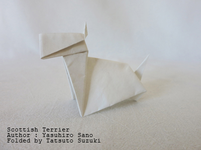 Photo Origami Scottish Terrier, Author : Yasuhiro Sano, Folded by Tatsuto Suzuki